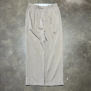 Vintage Y2k Louis Raphael Brown Rayon Pleated Pants 34x32